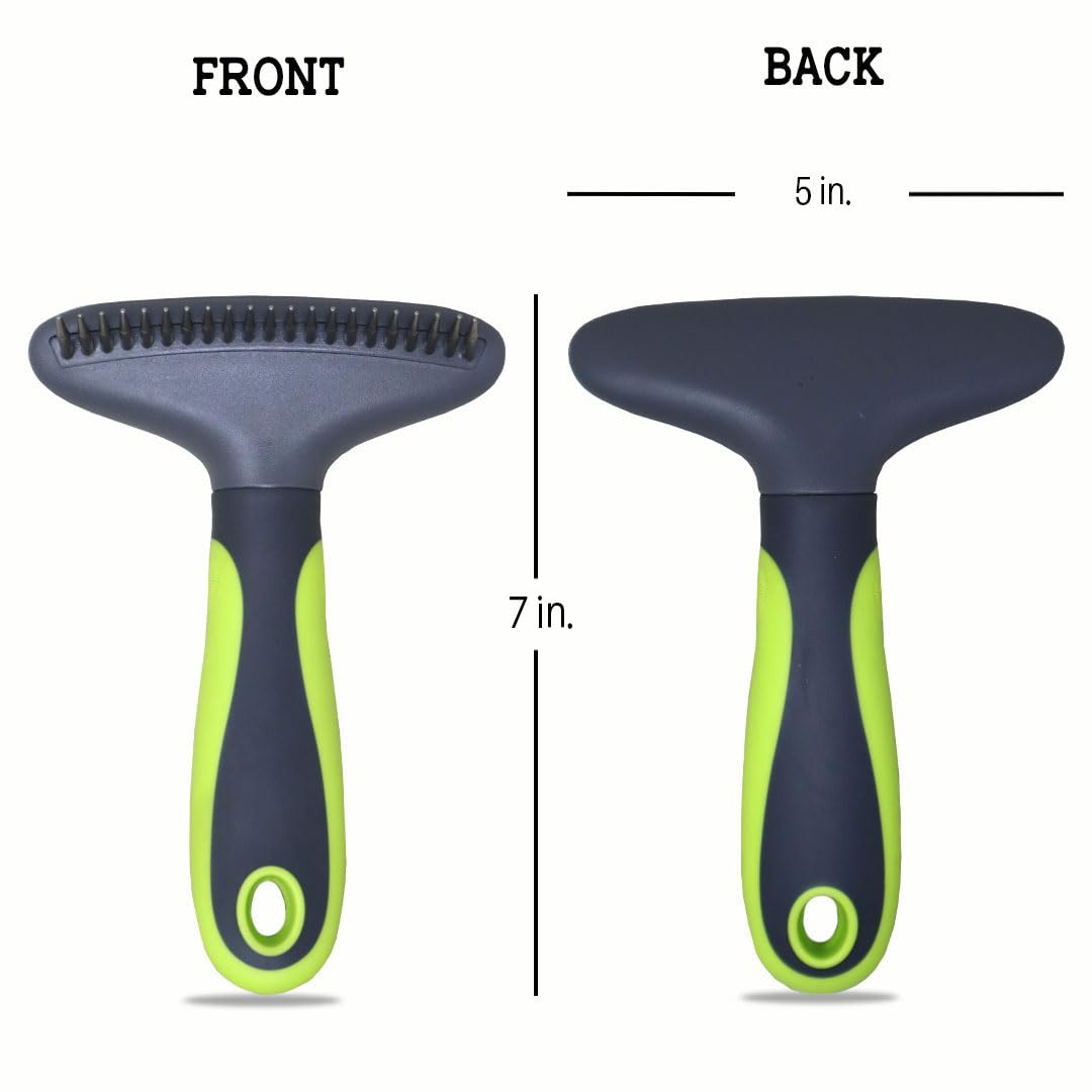 Rake Comb for Dogs & Cats – Stainless Steel Grooming Tool with Soft Grip Handle