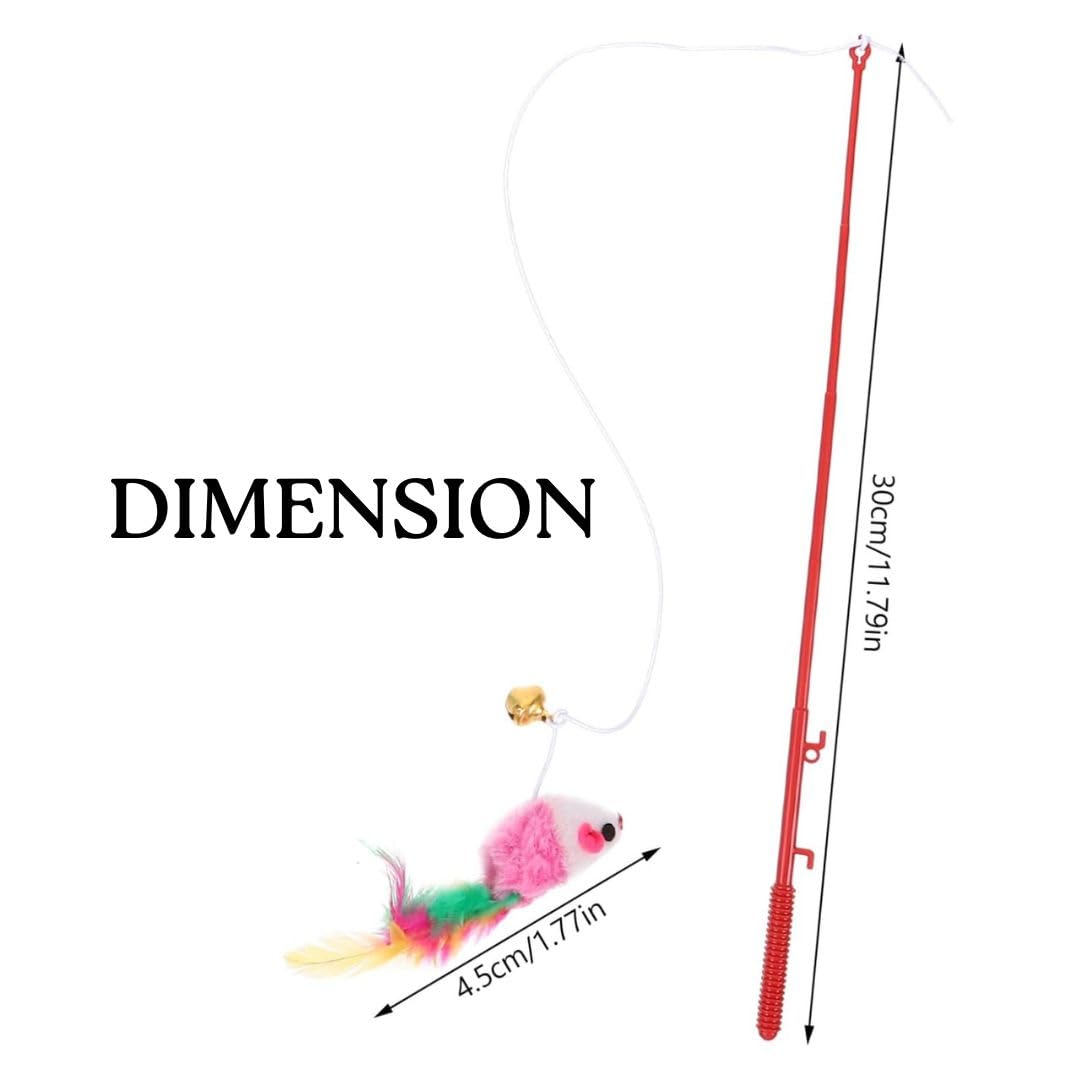 PET FUN Interactive Cat Teasing Stick – Feather Wand Toy for Kittens & Cats