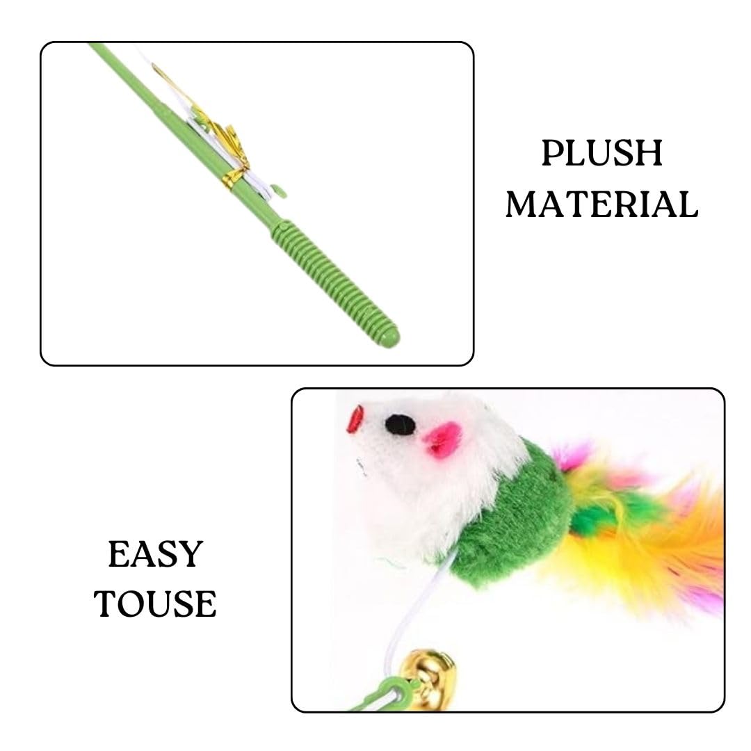 PET FUN Interactive Cat Teasing Stick – Feather Wand Toy for Kittens & Cats