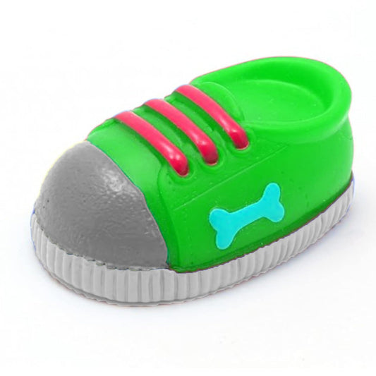 Shoe-Shaped Squeaky Dog Toy – Soft Latex Teething & Fetch Toy for Puppies & Small Dogs