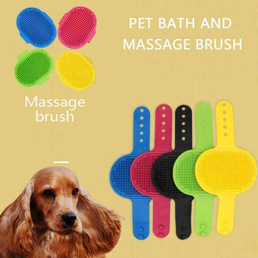 Rubber Bristles Pet Shampoo Brush – Gentle Bathing & Grooming Tool for Dogs & Cats | Color May Vary