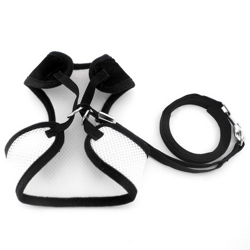 Bow Tie Tuxedo Dog Harness – Soft Mesh Vest & Leash Set for Small Dogs & Cats | Adjustable, Breathable & Formal Look (Black, Size S)