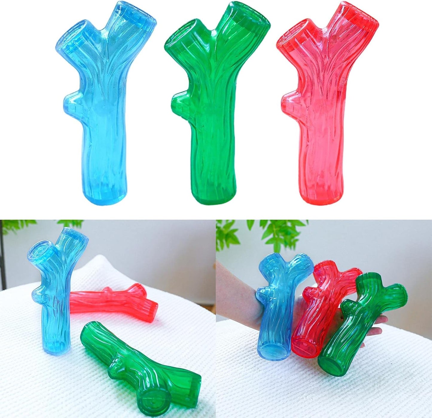 Branch-Shaped Dog Chew Toy – Squeaky Teether Twig for Puppies & Small Dogs