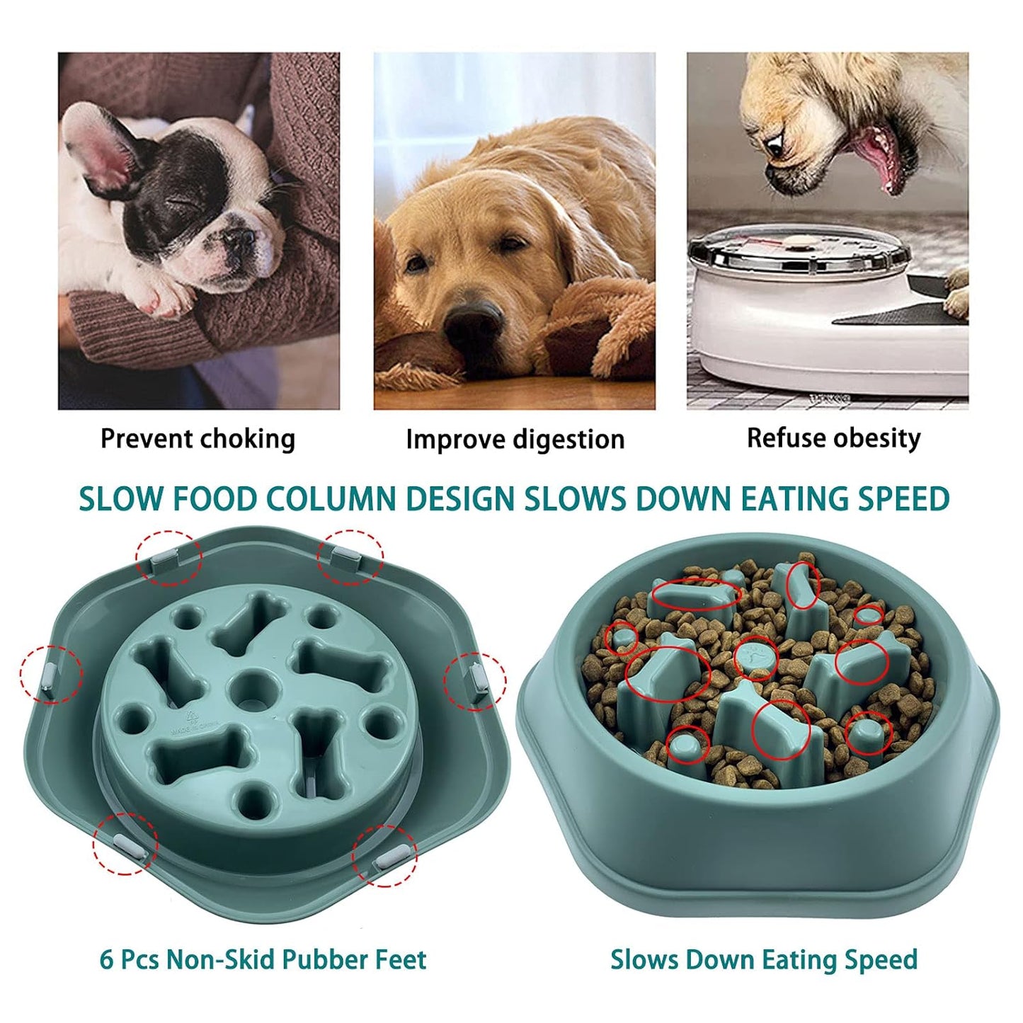 Slow Feeder Dog Bowl – Puzzle Design for Small & Medium Dogs | Anti-Choke & Lick Mat Combo