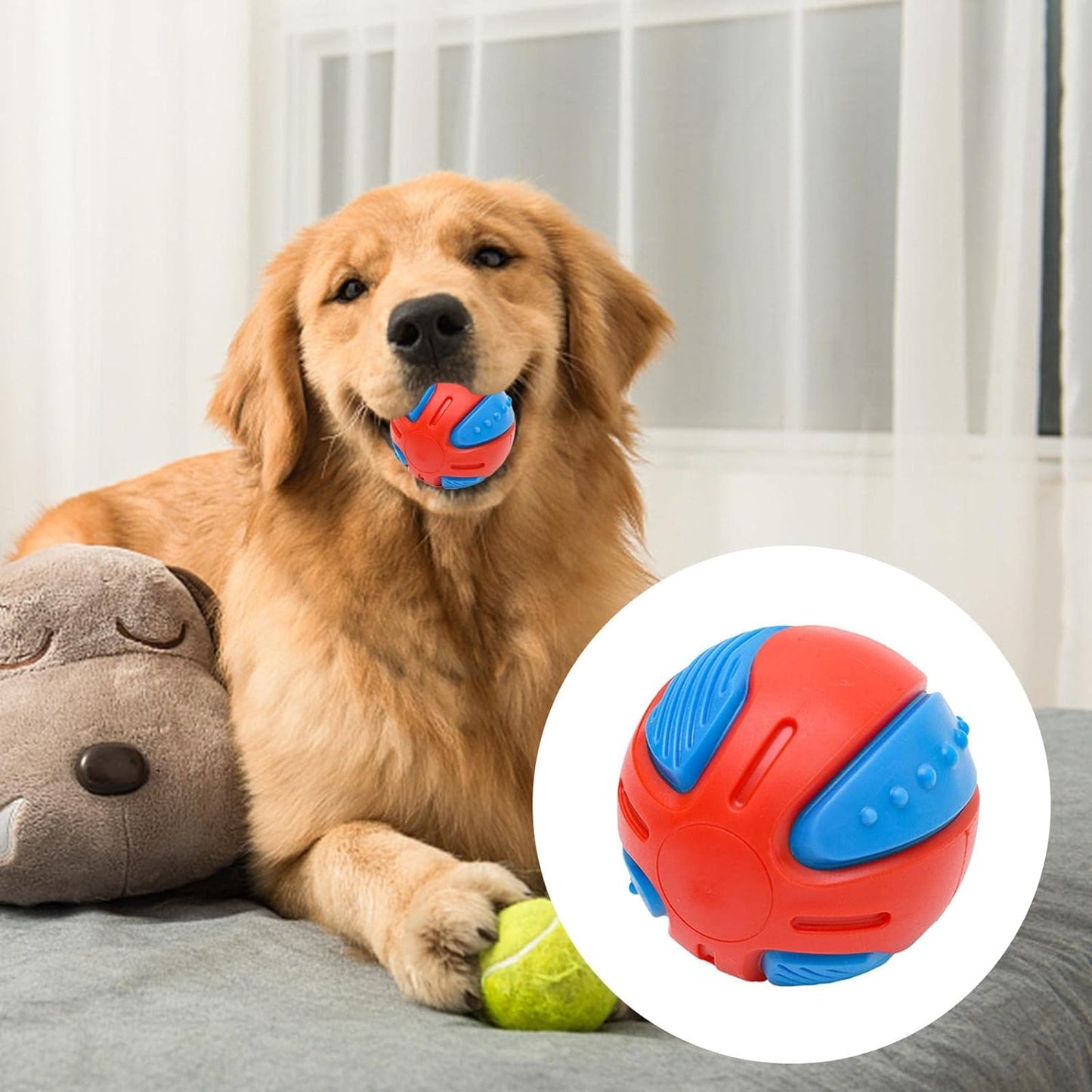 Stuffed Squeaky Dog Ball – 8cm Indestructible Training Toy for Puppies | Tooth Cleaning & Fun Playtime
