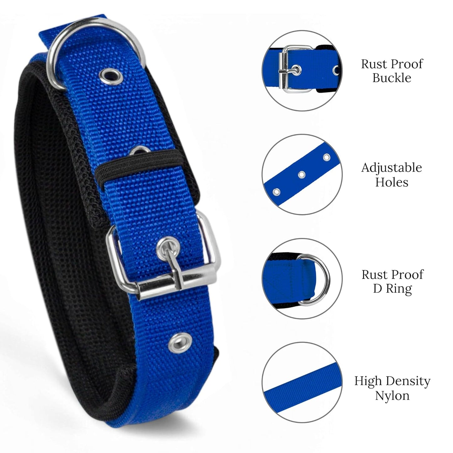 Soft Padded Dog Collar for Medium Dogs – 20MM Nylon Belt for Beagle, Boxer, Shiba Inu & More