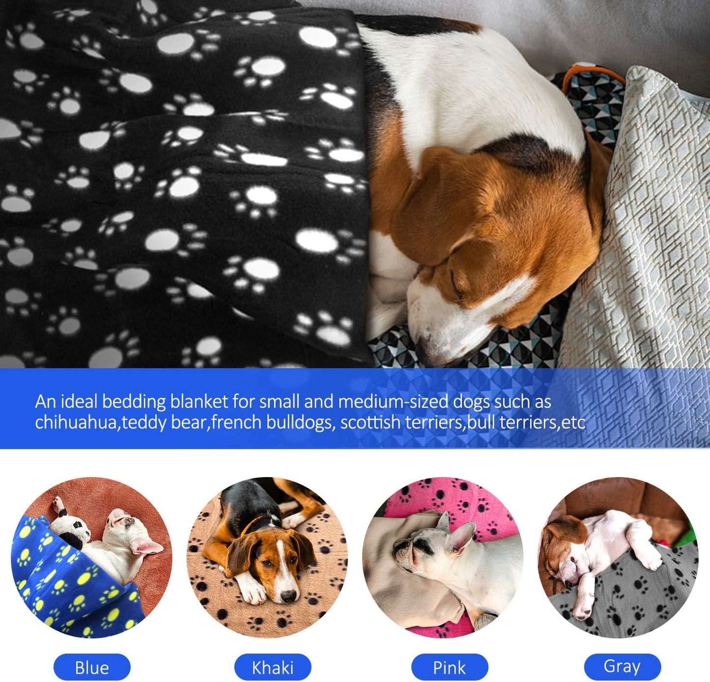 Large Fleece Dog & Cat Blanket – Soft, Cozy Paw Print Flannel for Pets | 38" x 27"