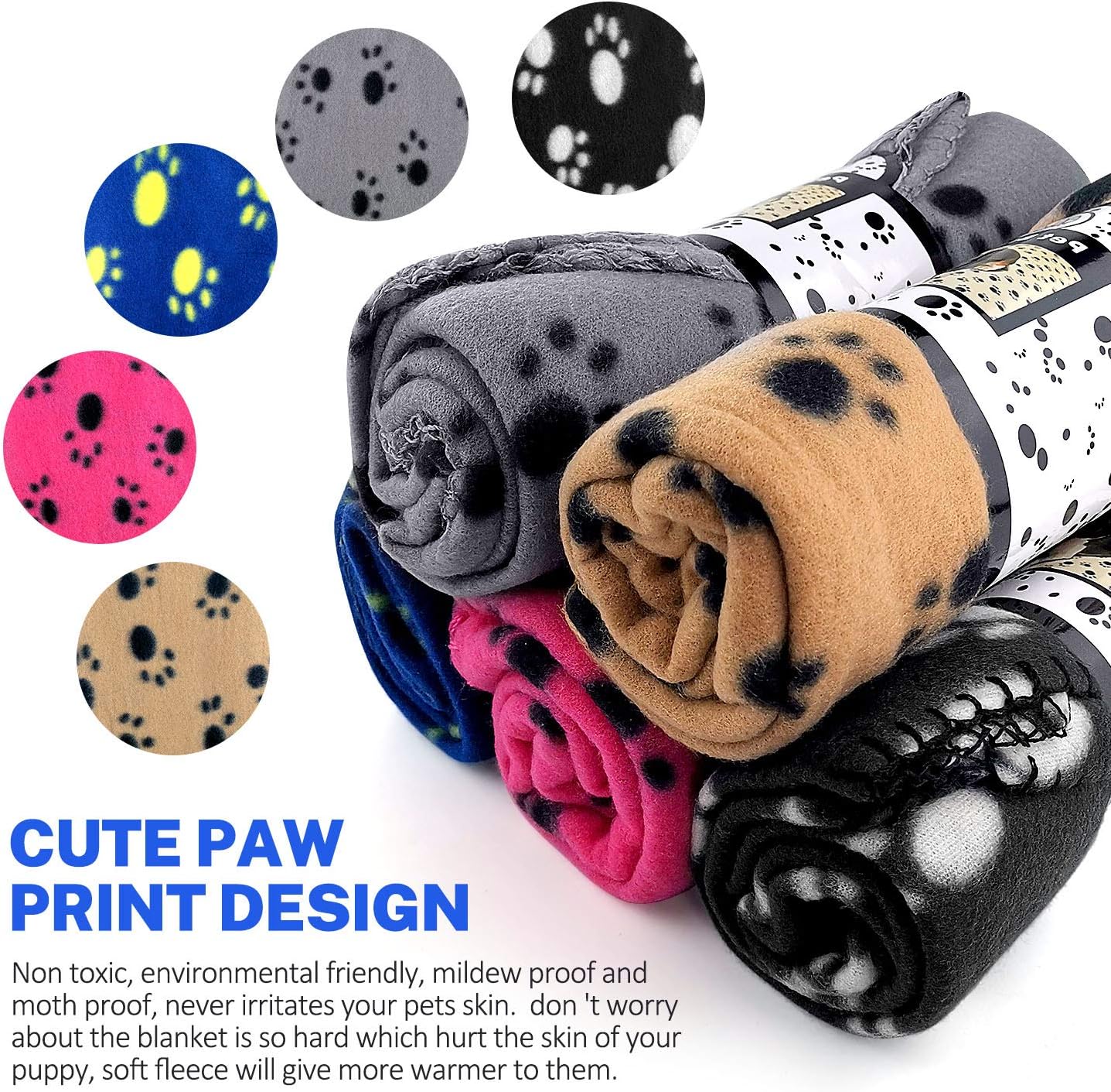 Large Fleece Dog & Cat Blanket – Soft, Cozy Paw Print Flannel for Pets | 38" x 27"
