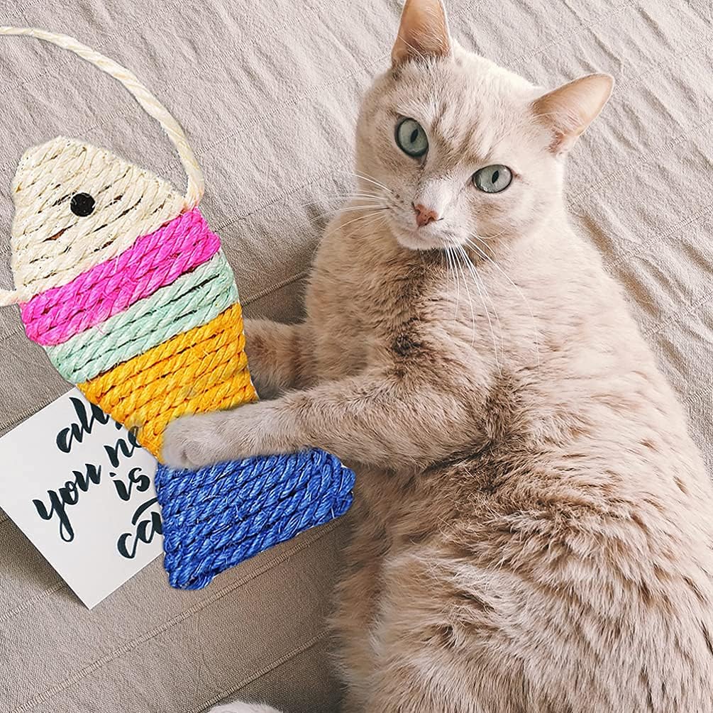 Sisal Rope Cat Scratch Board – Fish-Shaped Scratching Pad & Claw Grinder Toy for Cats & Kittens