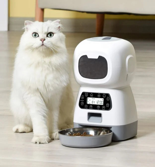 Elf Automatic Pet Feeder 3.5L, Robot Design, Voice Record, For Cat & Small Dog