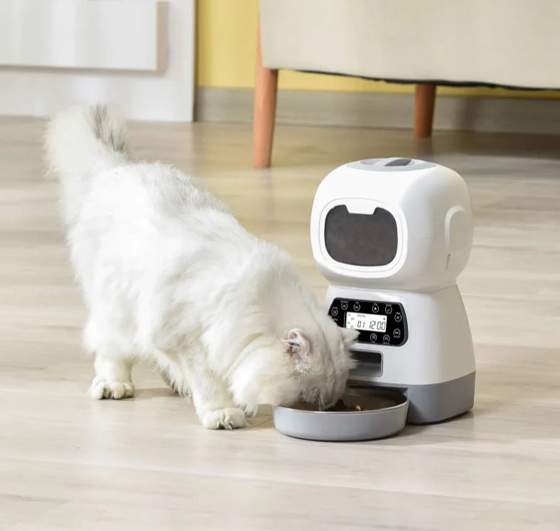 Elf Automatic Pet Feeder 3.5L, Robot Design, Voice Record, For Cat & Small Dog