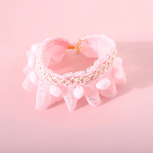Layered Pet Bowknot Lace Collar – Elegant Dress Collar for Cats & Small Dogs