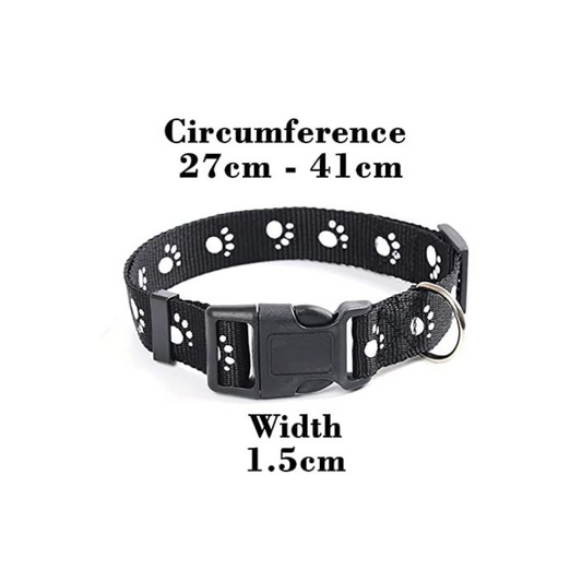15MM Adjustable Nylon Paw Print Design Cute Collar for Small Dogs & Cat - Pack of 1