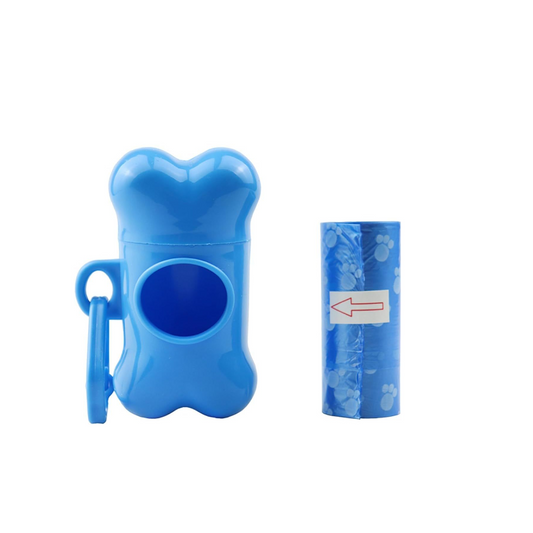Dog Poop Bags Set with Bone-Shaped Dispenser – Portable, Eco-Friendly Waste Bag Holder with Roll (1 Pack)