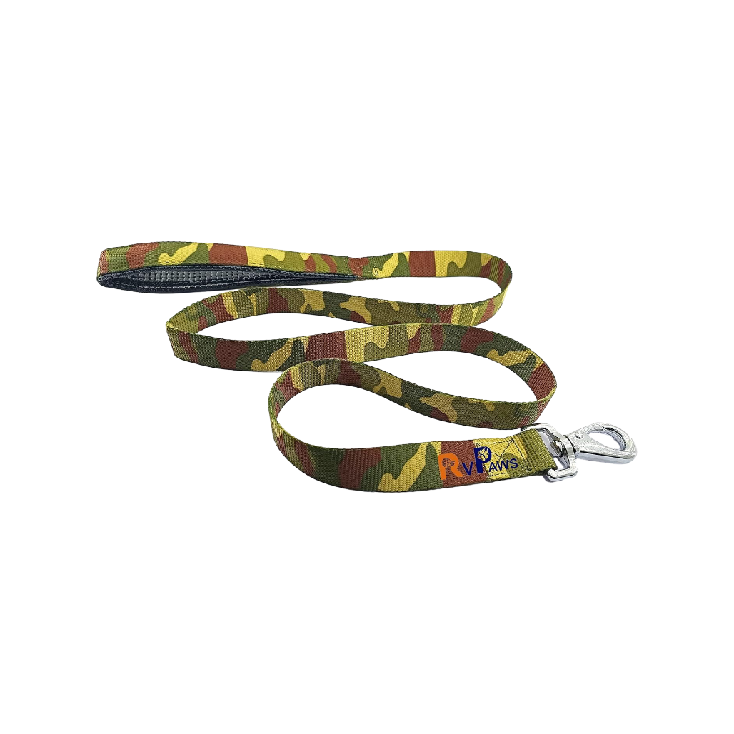 Military Design Dog Collar β Padded Army Print Neck Belt with Leash for Dogs | 1.5cm Wide, Adjustable & Comfortable (Pack of 1)