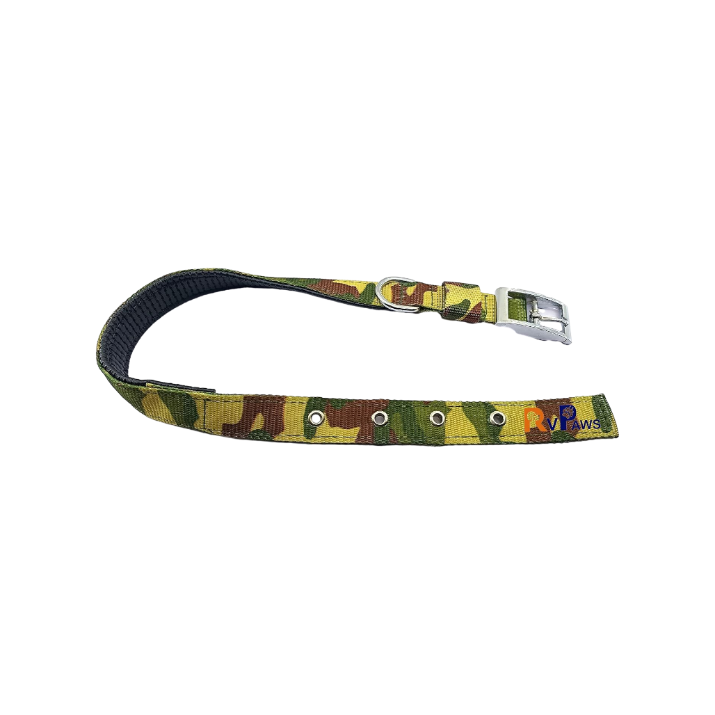 Military Design Dog Collar β Padded Army Print Neck Belt with Leash for Dogs | 1.5cm Wide, Adjustable & Comfortable (Pack of 1)