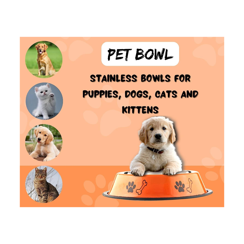 Foodie Puppies Stainless Steel Dog Bowl Combo – 450ml Small Size | Food & Water Feeder with Anti-Skid Base