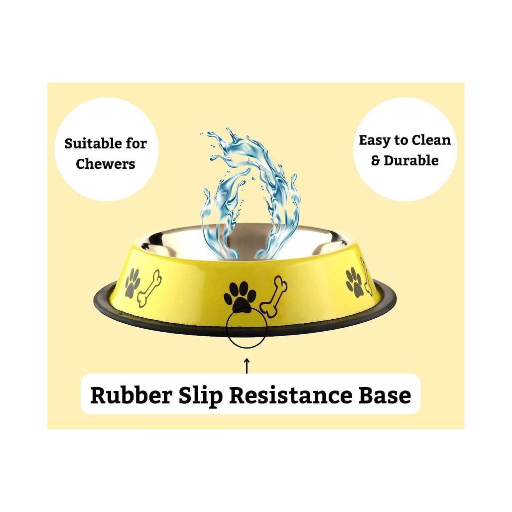 Foodie Puppies Stainless Steel Dog Bowl Combo – 450ml Small Size | Food & Water Feeder with Anti-Skid Base