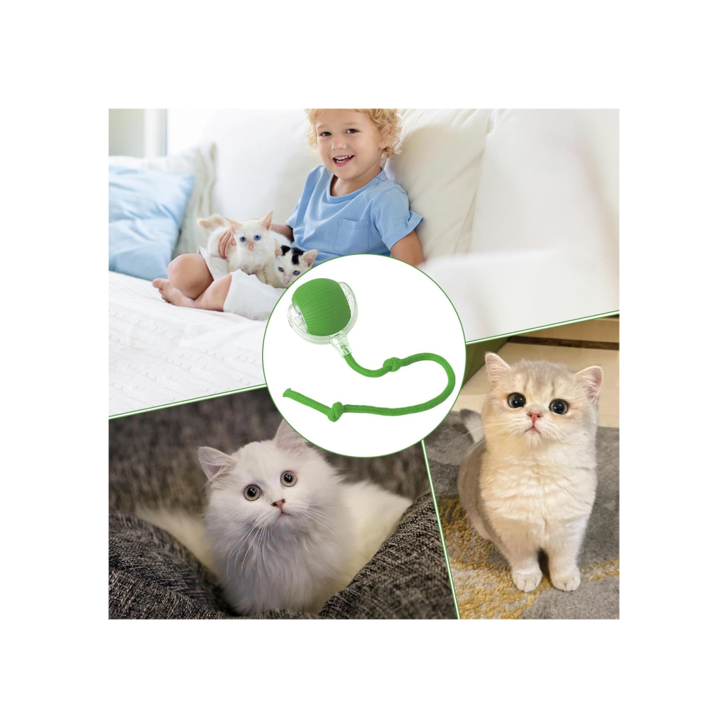 Interactive Cat Ball Toy – Smart Rolling Ball with Tail | Motion Sensor, USB Rechargeable, Obstacle Avoidance Play Ball for Indoor Cats