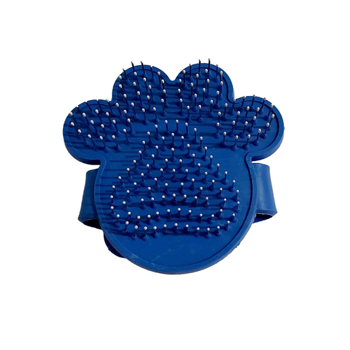Pet Rubber Grooming Brush – Adjustable Loop Handle with Stainless Steel Pins for Dogs & Cats (Blue)