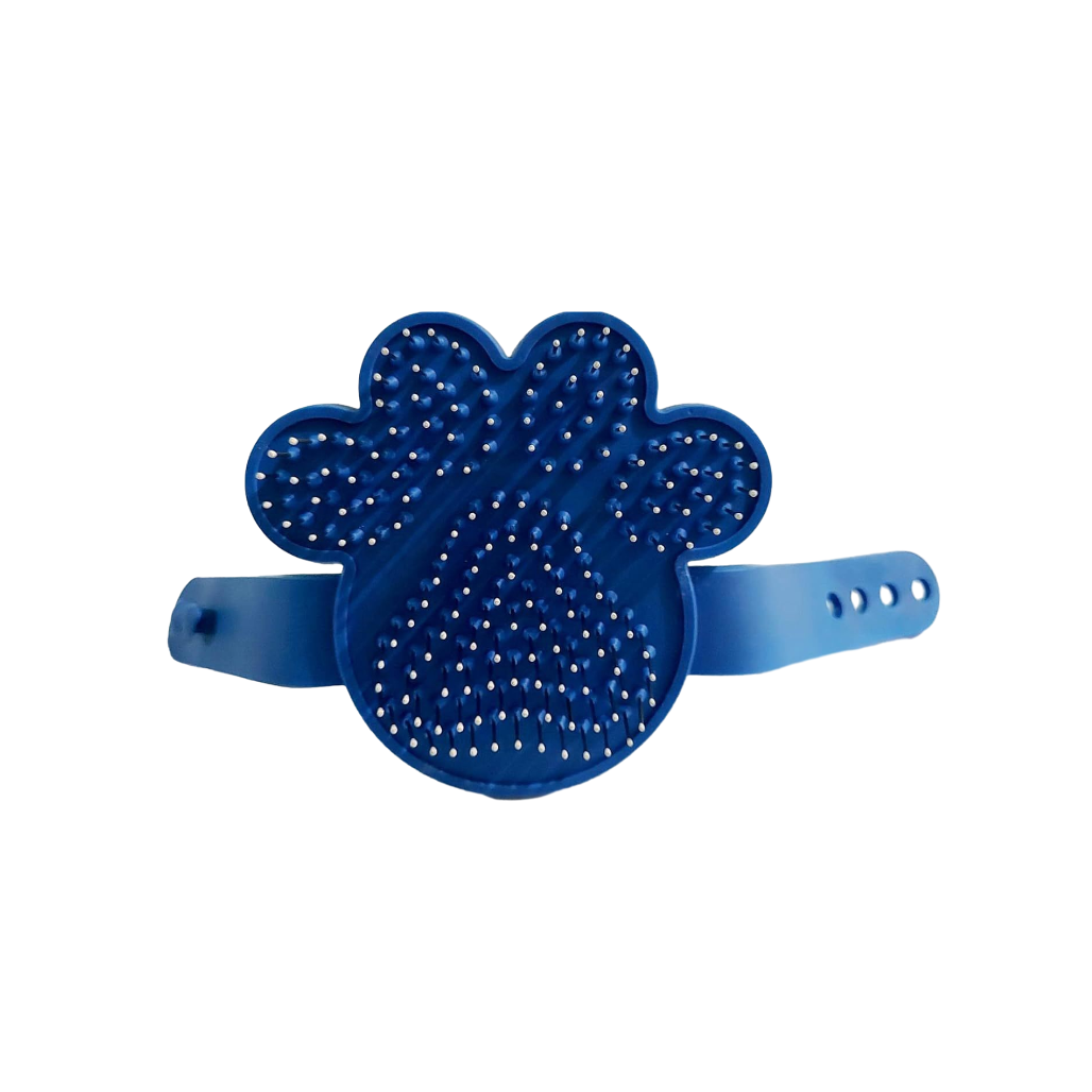 Pet Rubber Grooming Brush – Adjustable Loop Handle with Stainless Steel Pins for Dogs & Cats (Blue)