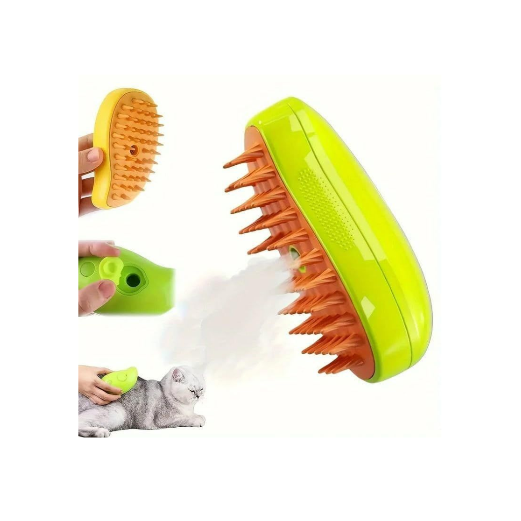 Steam Brush for Dogs & Cats – Electric Spray Massaging Comb with Anti-Static & De-Shedding Function