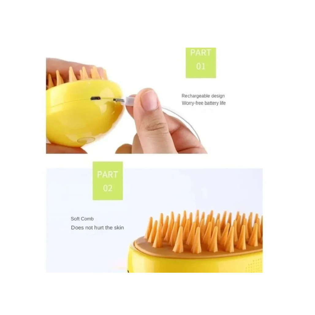 Steam Brush for Dogs & Cats – Electric Spray Massaging Comb with Anti-Static & De-Shedding Function