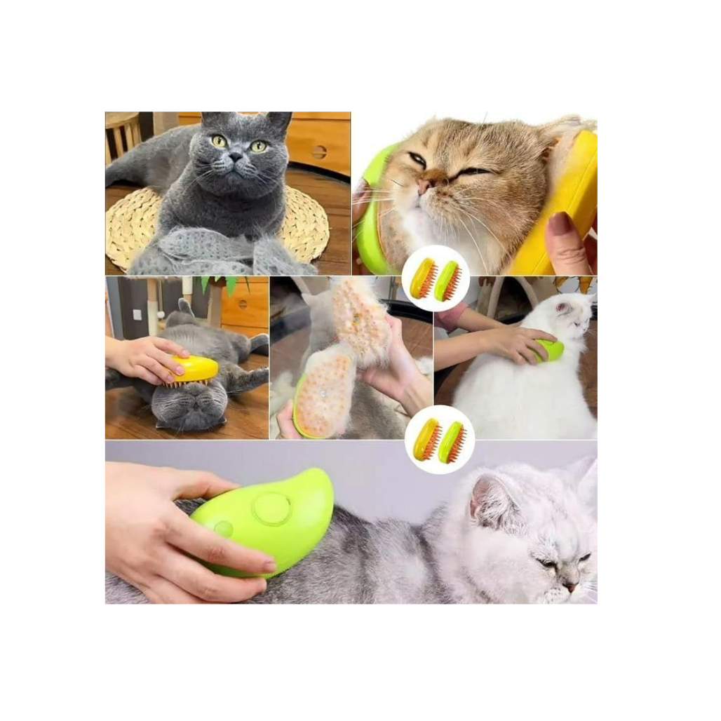 Steam Brush for Dogs & Cats – Electric Spray Massaging Comb with Anti-Static & De-Shedding Function