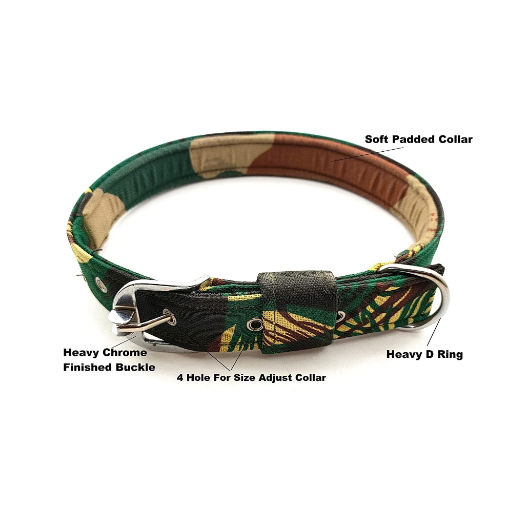 Military Design Dog Collar β Padded Army Print Neck Belt for Dogs | 1.5-Inch Wide, Adjustable & Comfortable (Pack of 1)