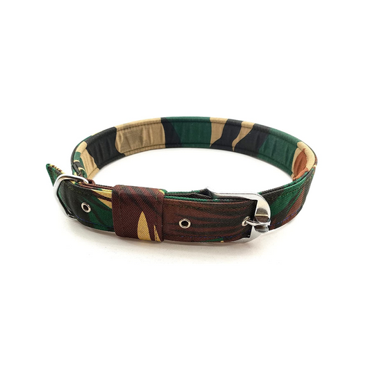 Military Design Dog Collar – Padded Army Print Neck Belt for Dogs | 1.5-Inch Wide, Adjustable & Comfortable (Pack of 1)