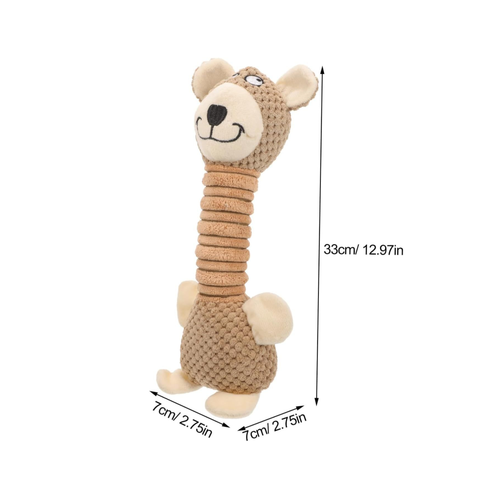 Elastic Plush Dog Toy – Sound-Activated Chew Toy for Small Dogs | Soft, Safe & Interactive (Brown, 33x7cm)