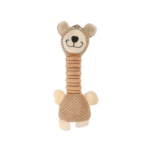 Elastic Plush Dog Toy – Sound-Activated Chew Toy for Small Dogs | Soft, Safe & Interactive (Brown, 33x7cm)