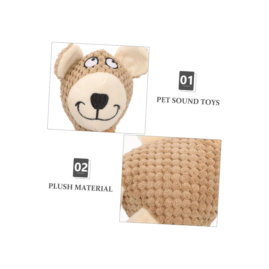 Elastic Plush Dog Toy – Sound-Activated Chew Toy for Small Dogs | Soft, Safe & Interactive (Brown, 33x7cm)