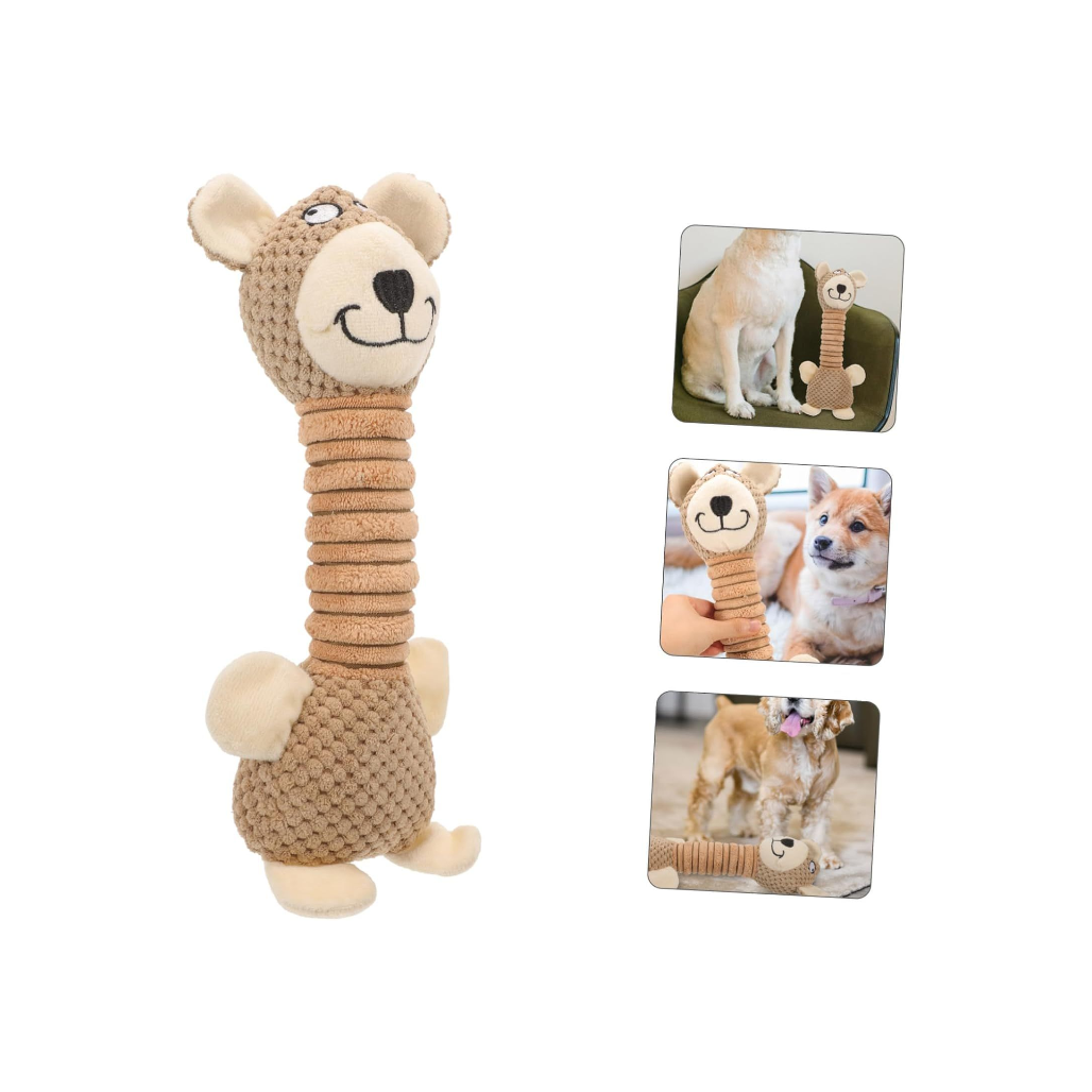 Elastic Plush Dog Toy – Sound-Activated Chew Toy for Small Dogs | Soft, Safe & Interactive (Brown, 33x7cm)