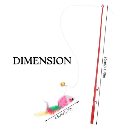 PET FUN Interactive Cat Teasing Stick – Feather Wand Toy for Kittens & Cats