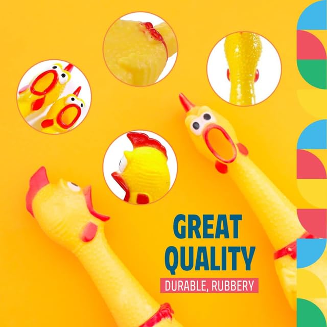 Screaming Chicken Dog Toy – Squeaky, Durable & Hilarious (Yellow, Small)