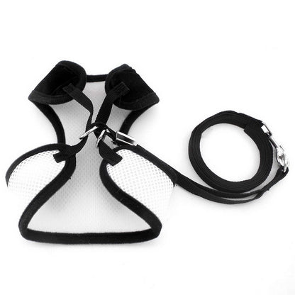 Bow Tie Tuxedo Dog Harness – Soft Mesh Vest & Leash Set for Small Dogs & Cats | Adjustable, Breathable & Formal Look (Black, Size S)