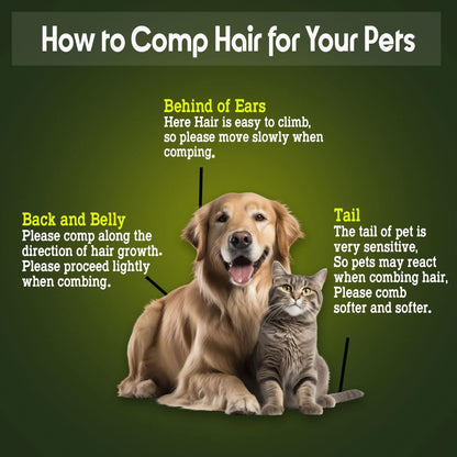 Rake Comb for Dogs & Cats – Stainless Steel Grooming Tool with Soft Grip Handle