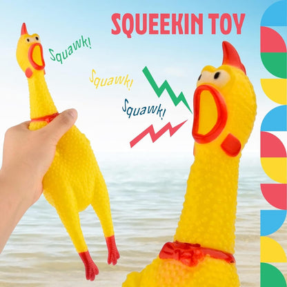 Screaming Chicken Dog Toy – Squeaky, Durable & Hilarious (Yellow, Small)