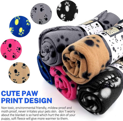 Large Fleece Dog & Cat Blanket – Soft, Cozy Paw Print Flannel for Pets | 38" x 27"