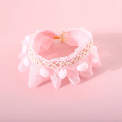 Layered Pet Bowknot Lace Collar – Elegant Dress Collar for Cats & Small Dogs