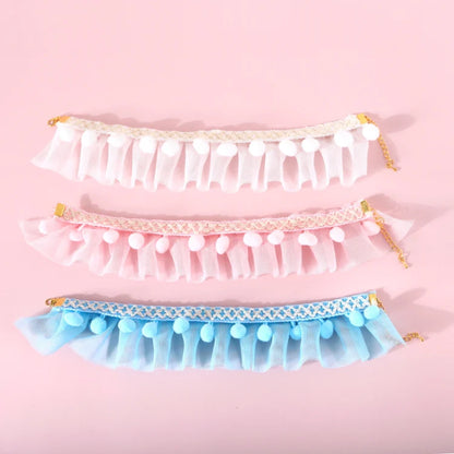 Layered Pet Bowknot Lace Collar – Elegant Dress Collar for Cats & Small Dogs