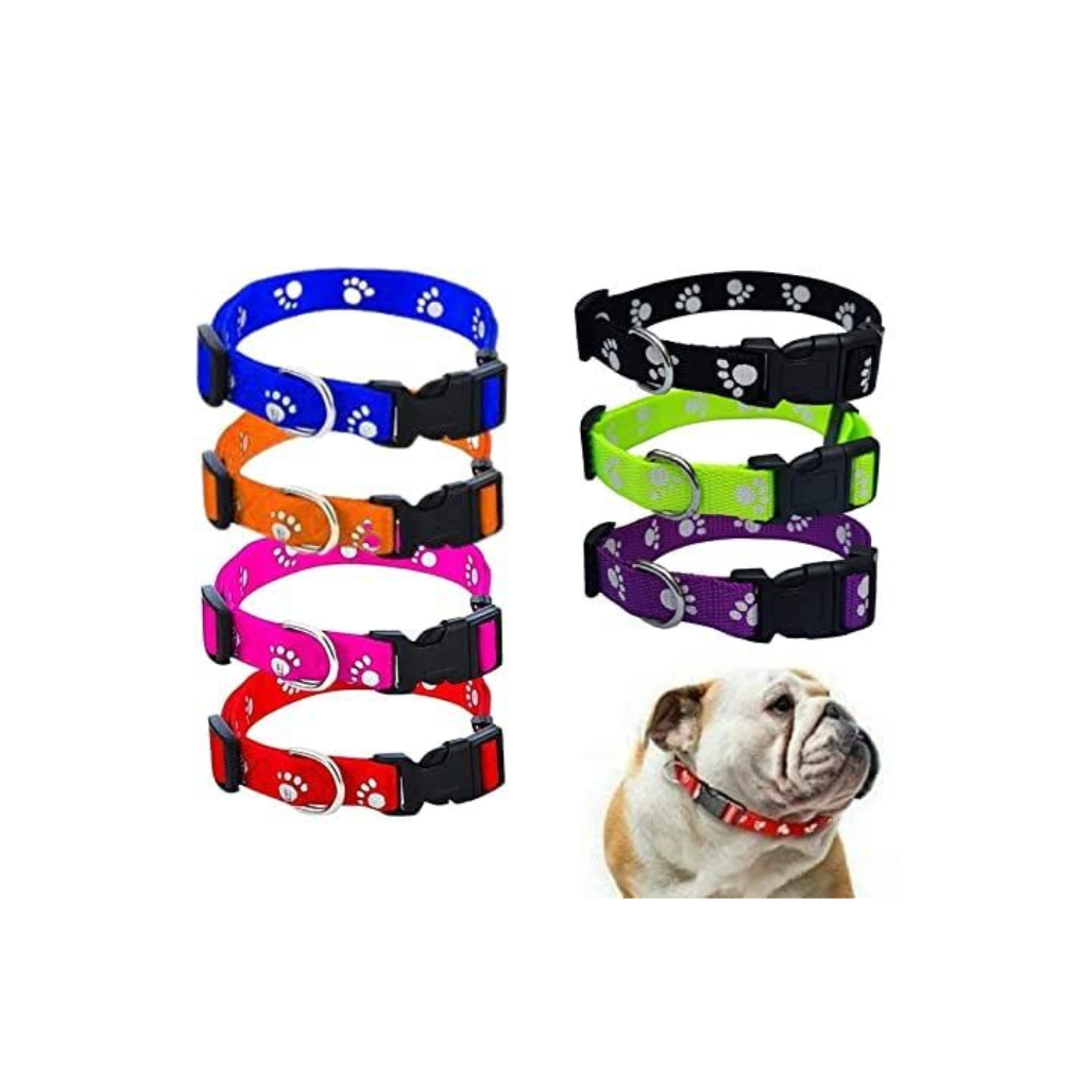 15MM Adjustable Nylon Paw Print Design Cute Collar for Small Dogs & Cat - Pack of 1