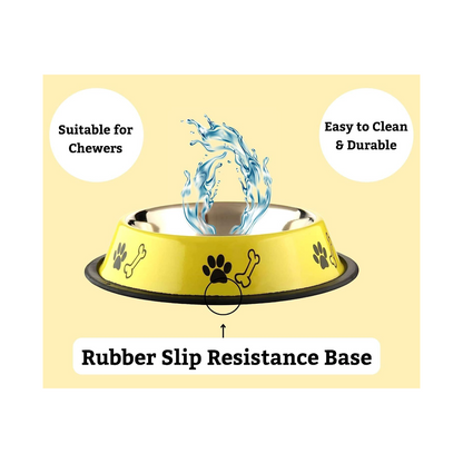 Foodie Puppies Stainless Steel Dog Bowl Combo – 450ml Small Size | Food & Water Feeder with Anti-Skid Base