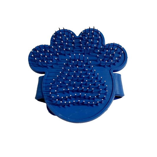 Pet Rubber Grooming Brush – Adjustable Loop Handle with Stainless Steel Pins for Dogs & Cats (Blue)