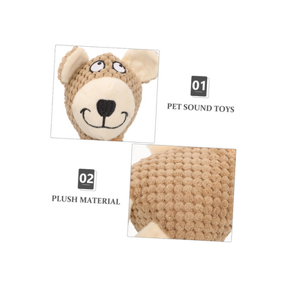 Elastic Plush Dog Toy – Sound-Activated Chew Toy for Small Dogs | Soft, Safe & Interactive (Brown, 33x7cm)