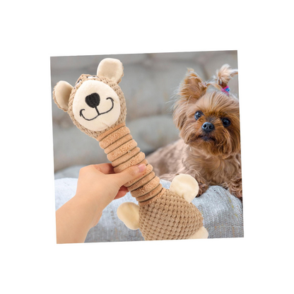 Elastic Plush Dog Toy – Sound-Activated Chew Toy for Small Dogs | Soft, Safe & Interactive (Brown, 33x7cm)